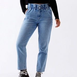 pacsun light wash paperbag mom jeans